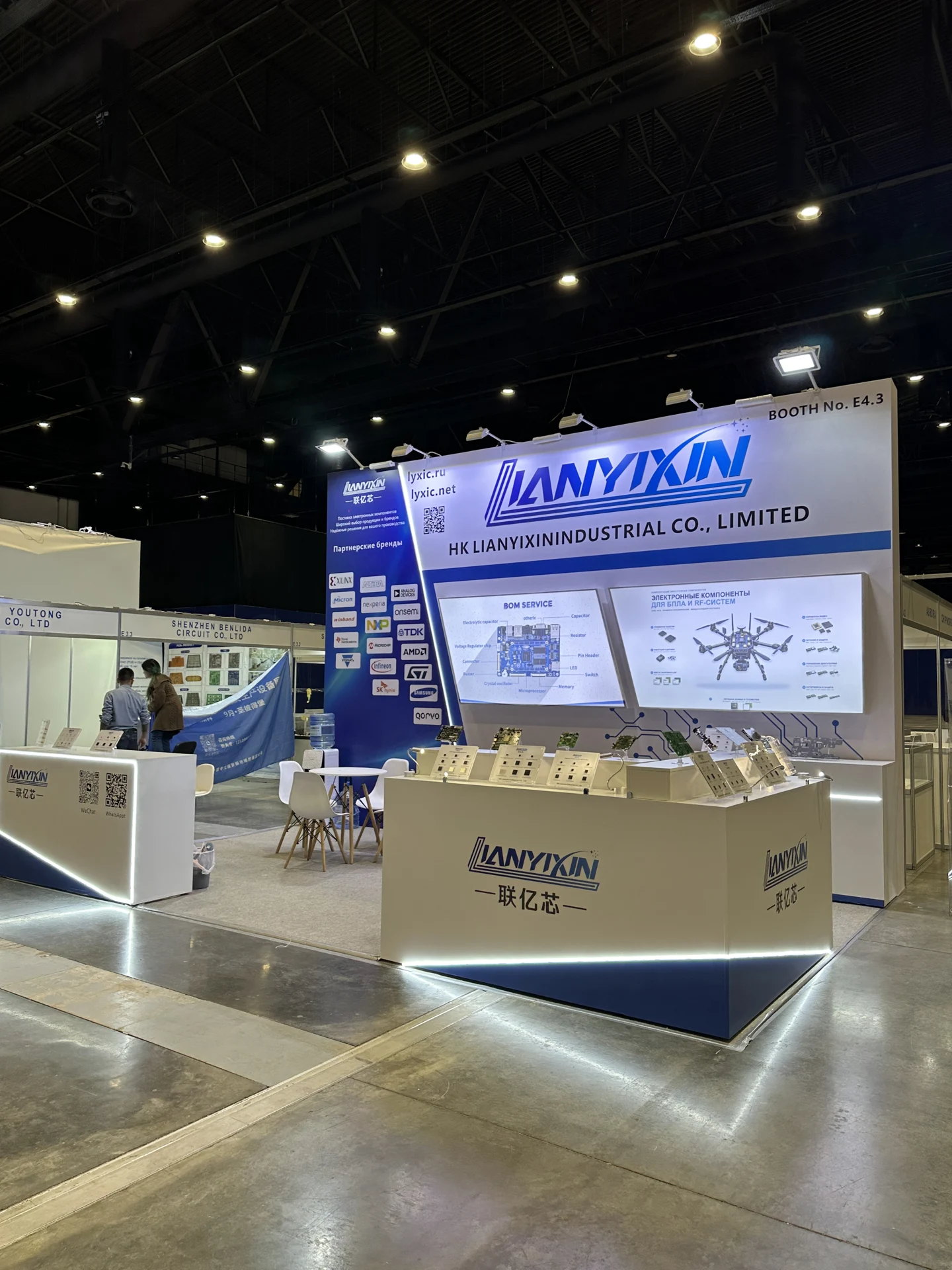 Product area: component samples and application displays.